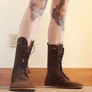 Drifter Leather Deco Brown Nubuck Minimalist Barefoot Boots Size EU 38 US 7 NWT